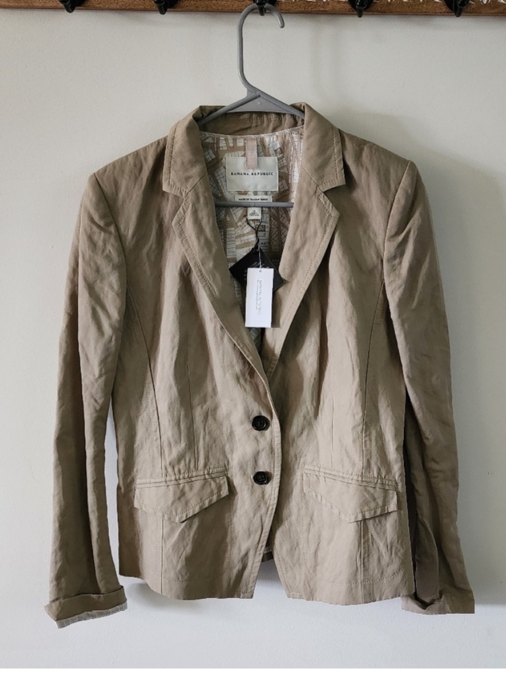 NWT Banana Republic Taupe Cotton Blend Blazer Size 10